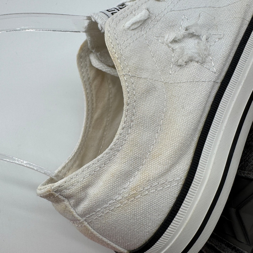 Converse One Star Sneakers Womens 8 White Canvas Low Top Distressed FLAW - Picture 10 of 12